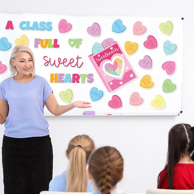 JarThenaAMCS Valentine's Day Classroom Door Decoration Candy Hearts Bulletin