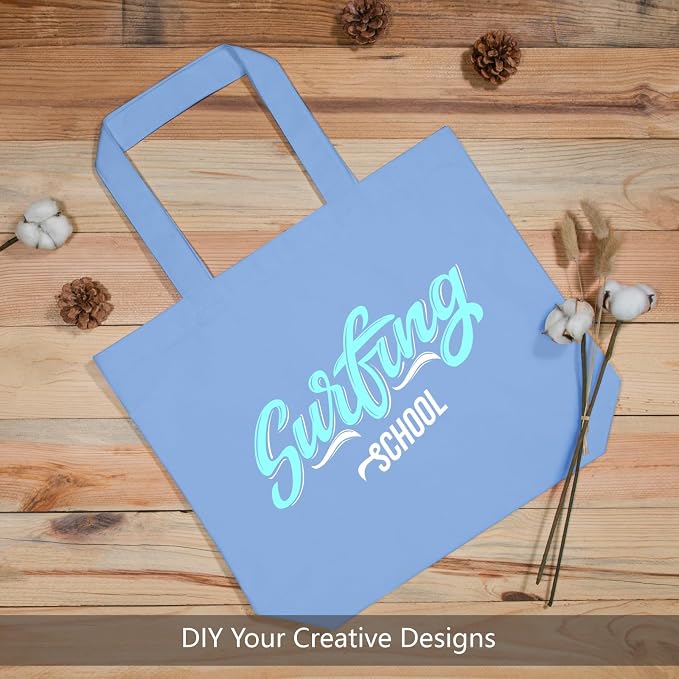 TOPDesign 3-Pack Super Strong Large 12oz Cotton Canvas Tote Bags, Reusable