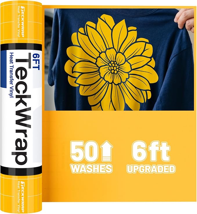 TECKWRAP Heat Transfer Vinyl for T-Shirts, 50+ Washes, REACH Certified & Dryer