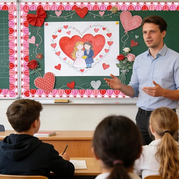 69 Ft Valentine’s Day Heart Hot Air Balloon Bulletin Board Border Love is in