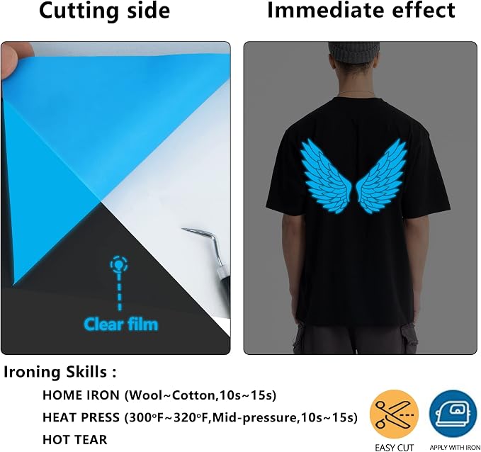 HTVVETUR Glow in The Dark HTV Heat Transfer Vinyl Roll 12 Inch by 5 Feet Iron