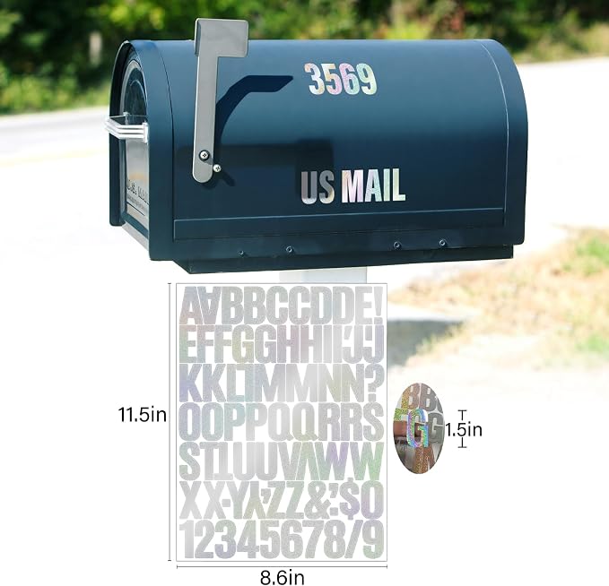 Letter Stickers, Mailbox Numbers, 1.5 Inch Waterproof Vinyl Alphabet | 1 1/2