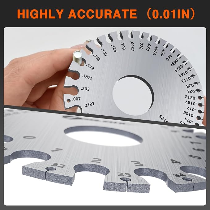 ZeeDix Standard Dual-Sided Round Wire Cable Sheet Gage | Stainless Steel Metal