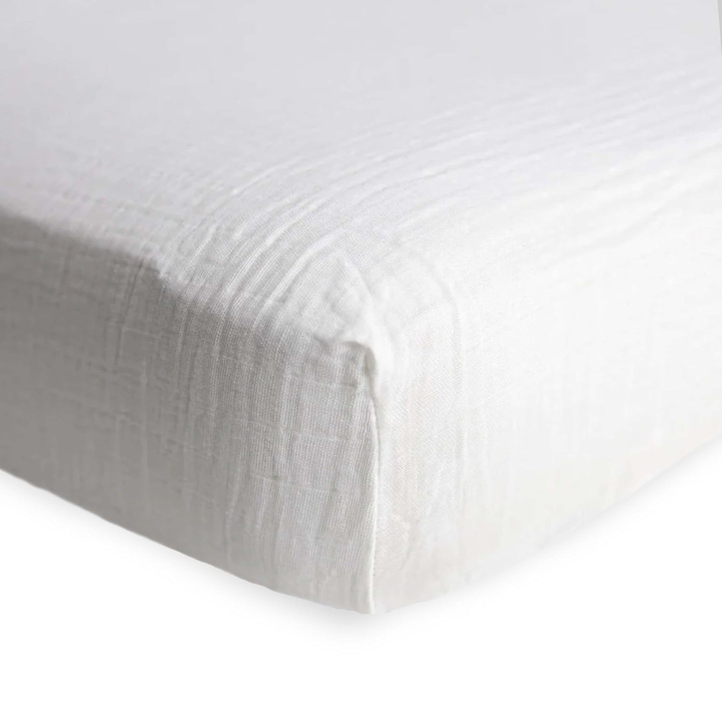 Little Unicorn Premium Crib Sheet | Breathable & Super-Soft Muslin Fabric (White)