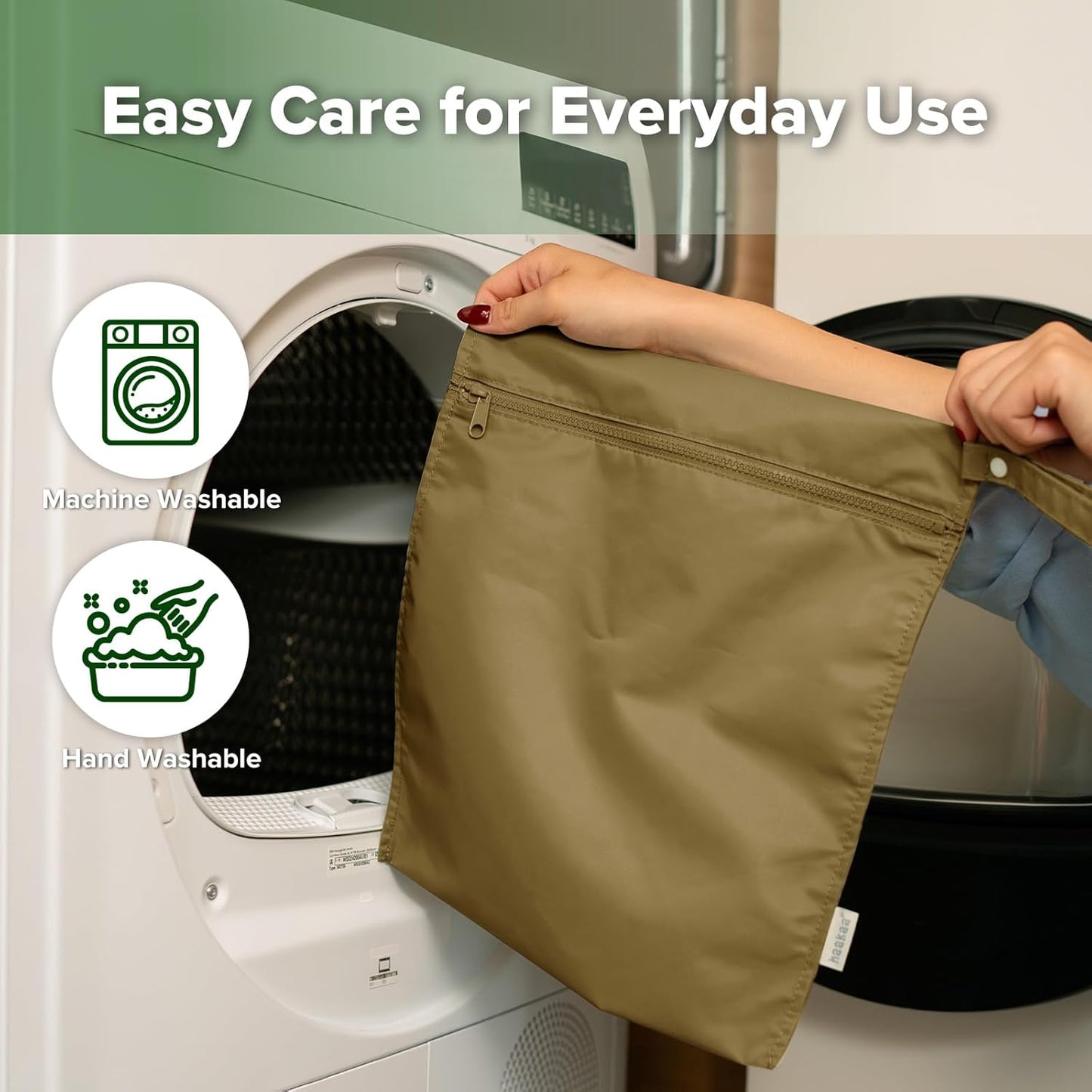haakaa Waterproof Wet Bags for Baby Wet Dry Bags for Cloth Diaper, Swimsuit & Travel, 2pcs, Brown