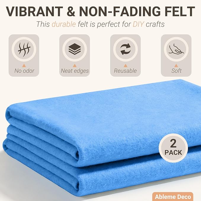 Felt Fabric Sheets 18" x 18" 1.6mm Soft Craft Felt, Sky Blue | Soft Precut Felt