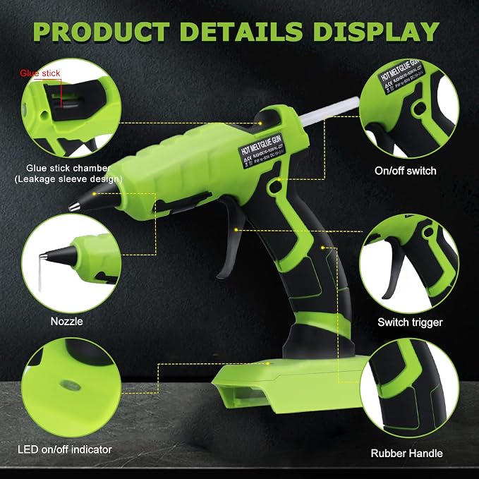 Cordless Hot Glue Gun for Black+Decker, Suitable for Black+Decker 20V MAX