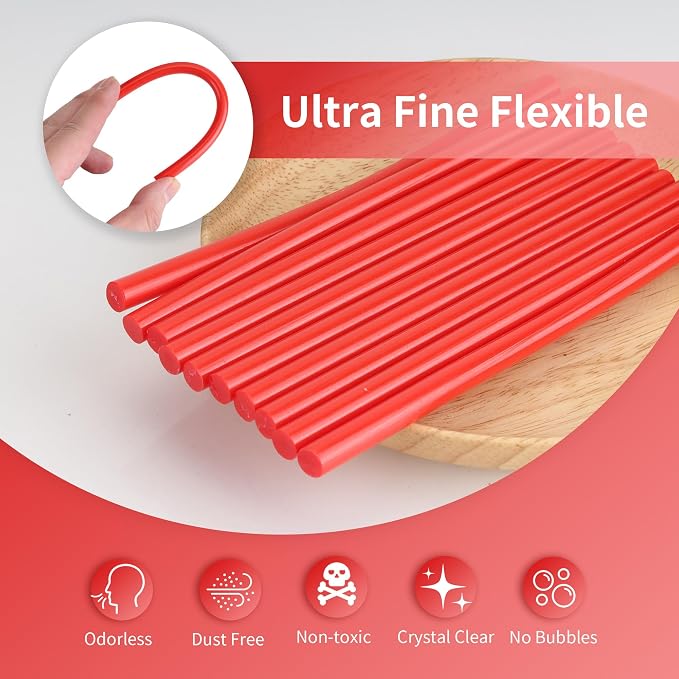 MATUFF Red Hot Glue Sticks Mini 0.27" x 5.9 inches, Colored Hot Melt Mini Glue