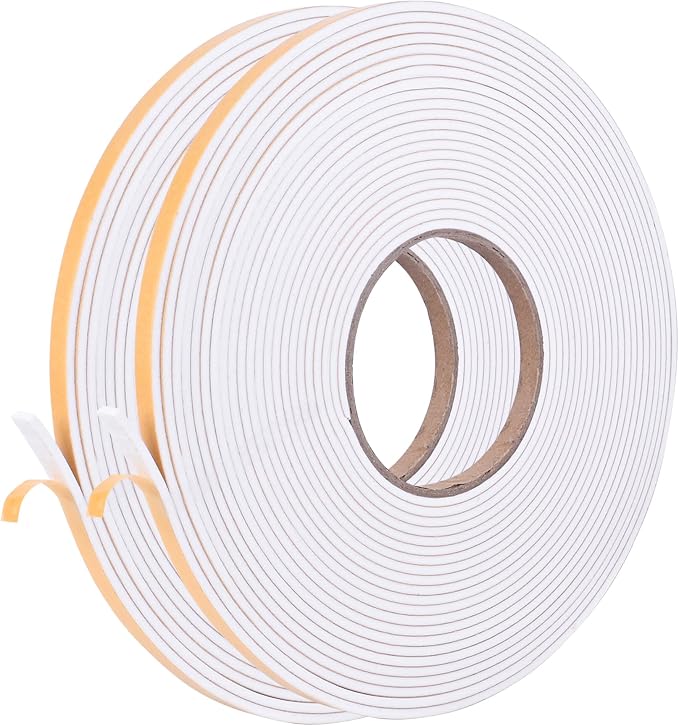 Kikerike Self Adhesive Foam Tape Weatherstrip 1/4in x 1/8in x 66Ft High Density
