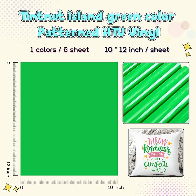 Tintnut Island Green Heat Transfer Vinyl, easy cut & weed, stretch washable