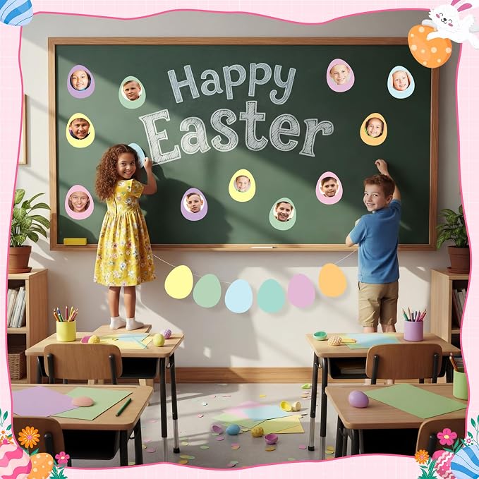 Funrous 80 Pcs Easter Egg Cutouts Pastel Egg Shape Paper Cutouts Easter