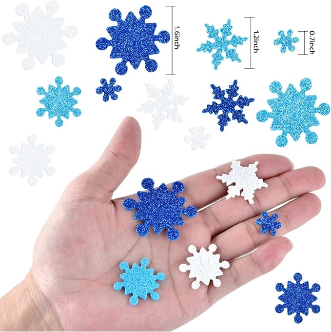 Coopay Glitter Snowflake Foam Stickers Self-Adhesive Snowflake Stickers Decals