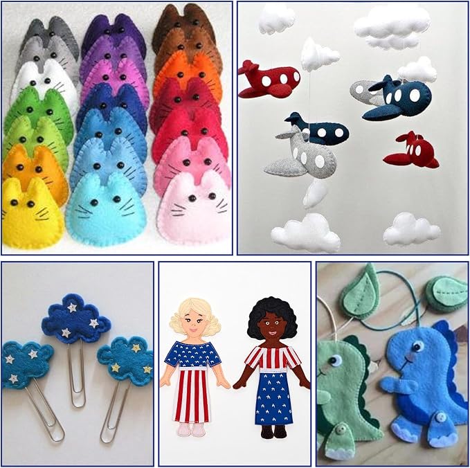 10Pcs Felt Sheets Fabric, for Halloween Christmas, for DIY and Sewing Projects