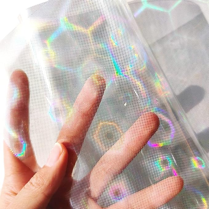 HYANG Transparent Big Pentagon PVC Super Clear Holographic Vinyl Faux Leather