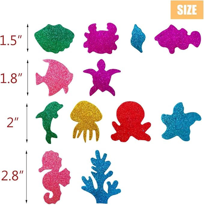 TTSAM Glitter Colorful Sea Animals Shapes Foam Stickers Self Adhesive Craft