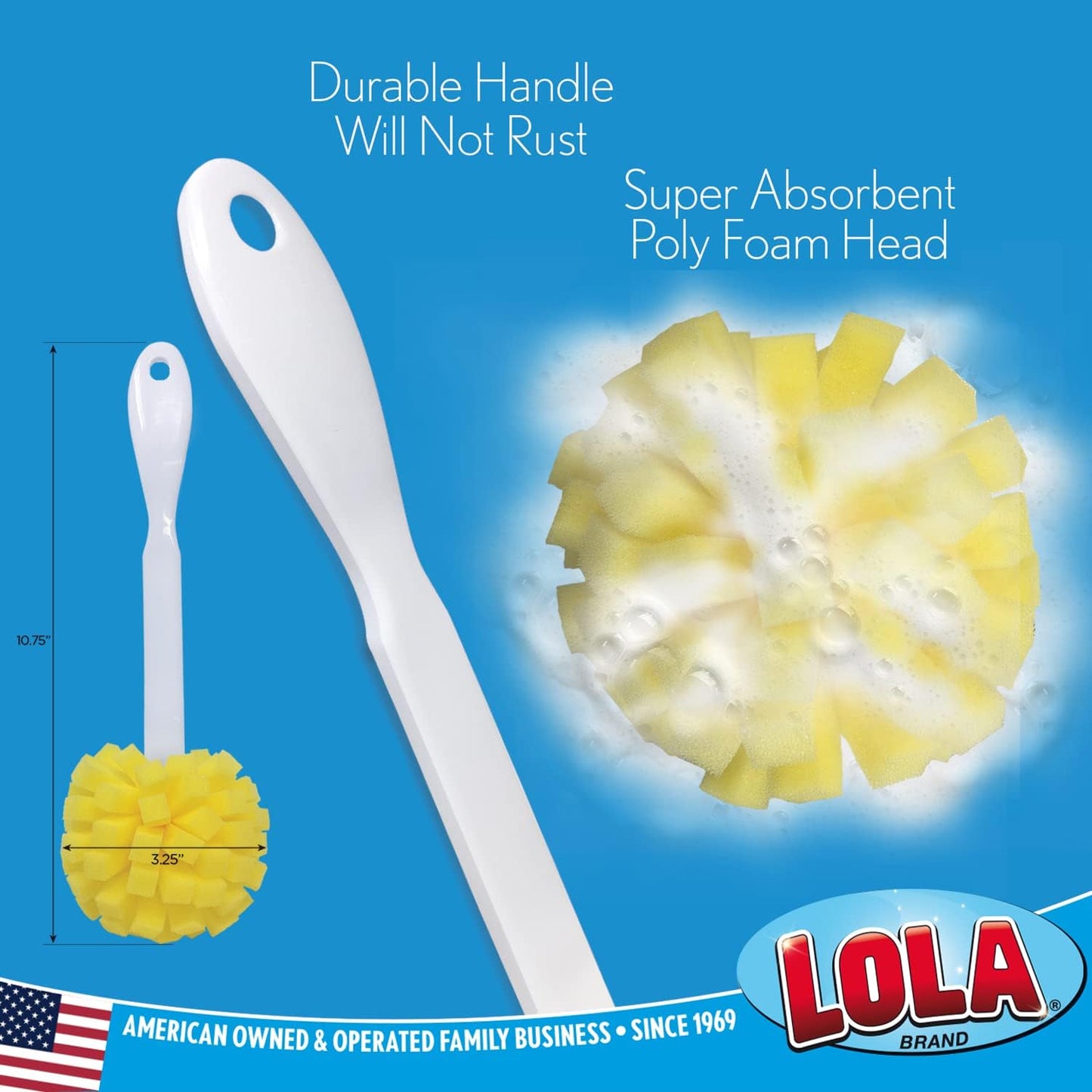 LOLA The Original Flower Shaped Kitchen Foam Sponge Bottle Brush, No Slip Grip Handle, Dishwasher Safe, 1 Pack