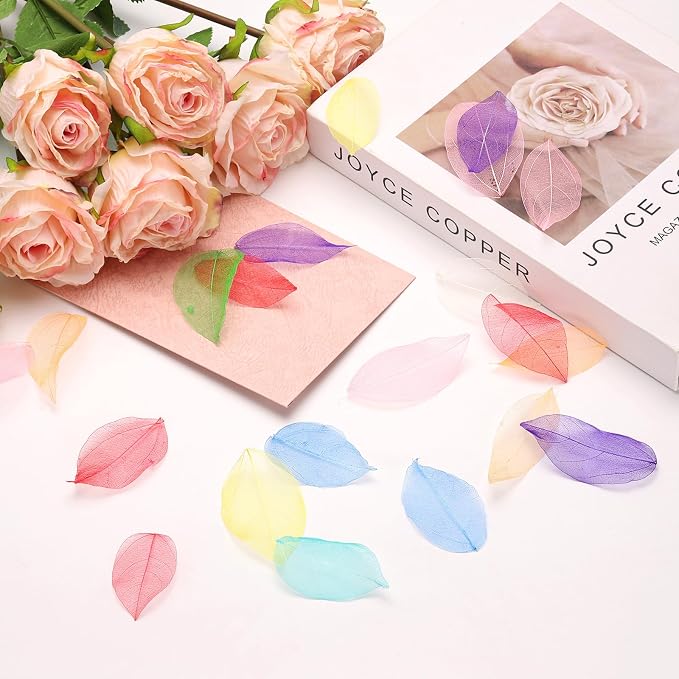 uxcell 100 Pcs Dark Rose Red Skeleton Leaves
