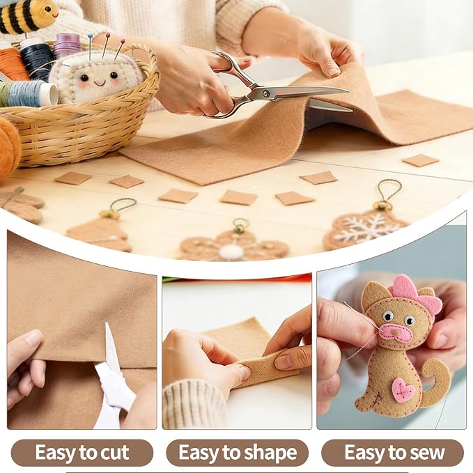 Tan Felt Fabric Sheet 72" X 36", 1.4mm Thick Large Soft Durable Flexible Craft