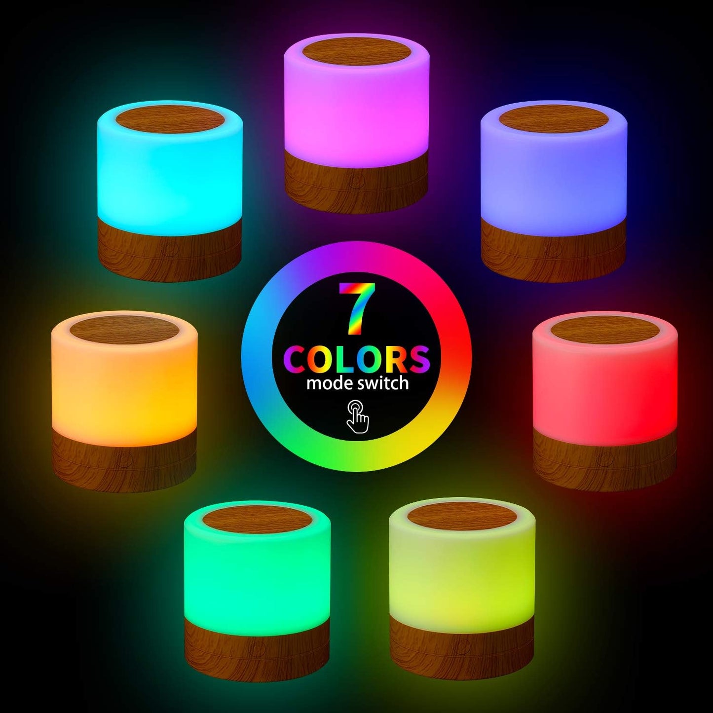 Nursery Night Light for Kids, USB Rechargeable Small Desk Lamp,13 RGB Colors & 4 Brightness & 1 Remote, Touch Bedside Cordless Table Lamp, Portable Night Lamp for Bedroom Living Room Home (Brown)
