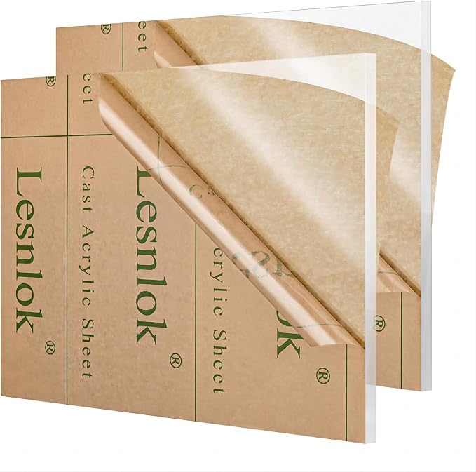 Lesnlok 30 x 30 Acrylic Sheet 1/8 Thick 3mm 2 Pieces Plexiglass Sheet,