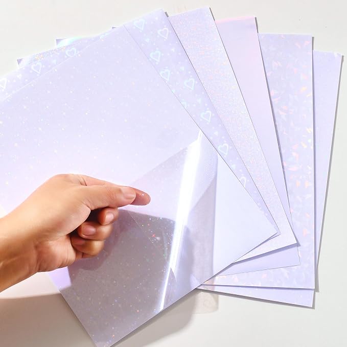 36 Sheets Holographic Laminating Sheets Clear Self Adhesive Sticker Paper |