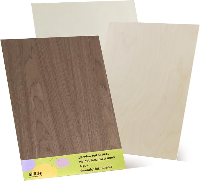 6 Pack Walnut Wood Plywood Sheets, Smooth Surface, Uniform Thickness, No Burrs