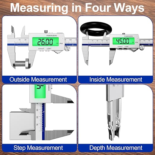Preciva Backlight Digital Caliper, 6 Inch Rechargeable Electronic Micrometer