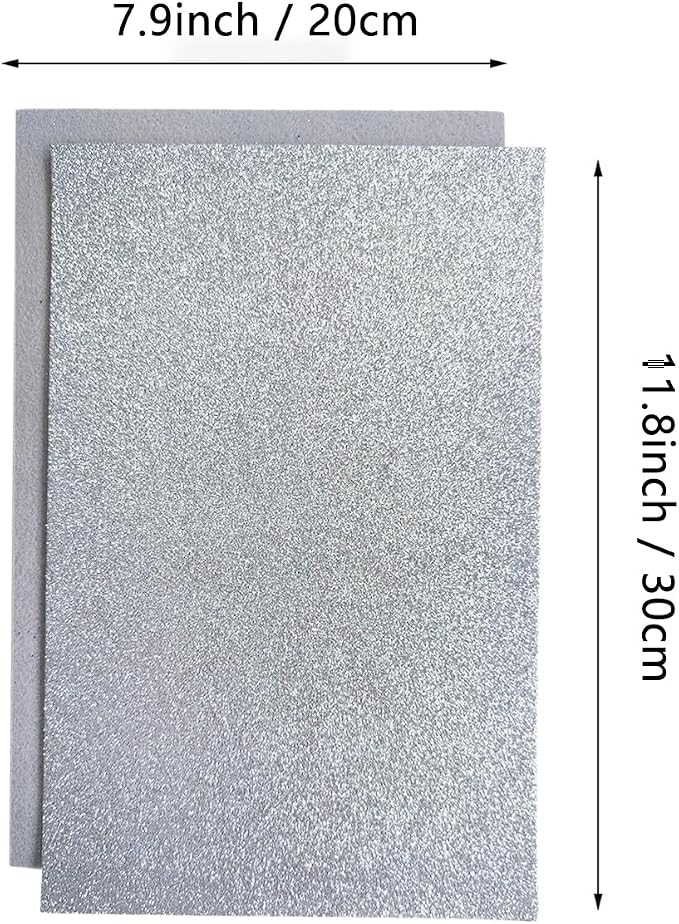 Jtnohx Glitter Felt Fabric, 8 x12 inches Felt Square Glitter