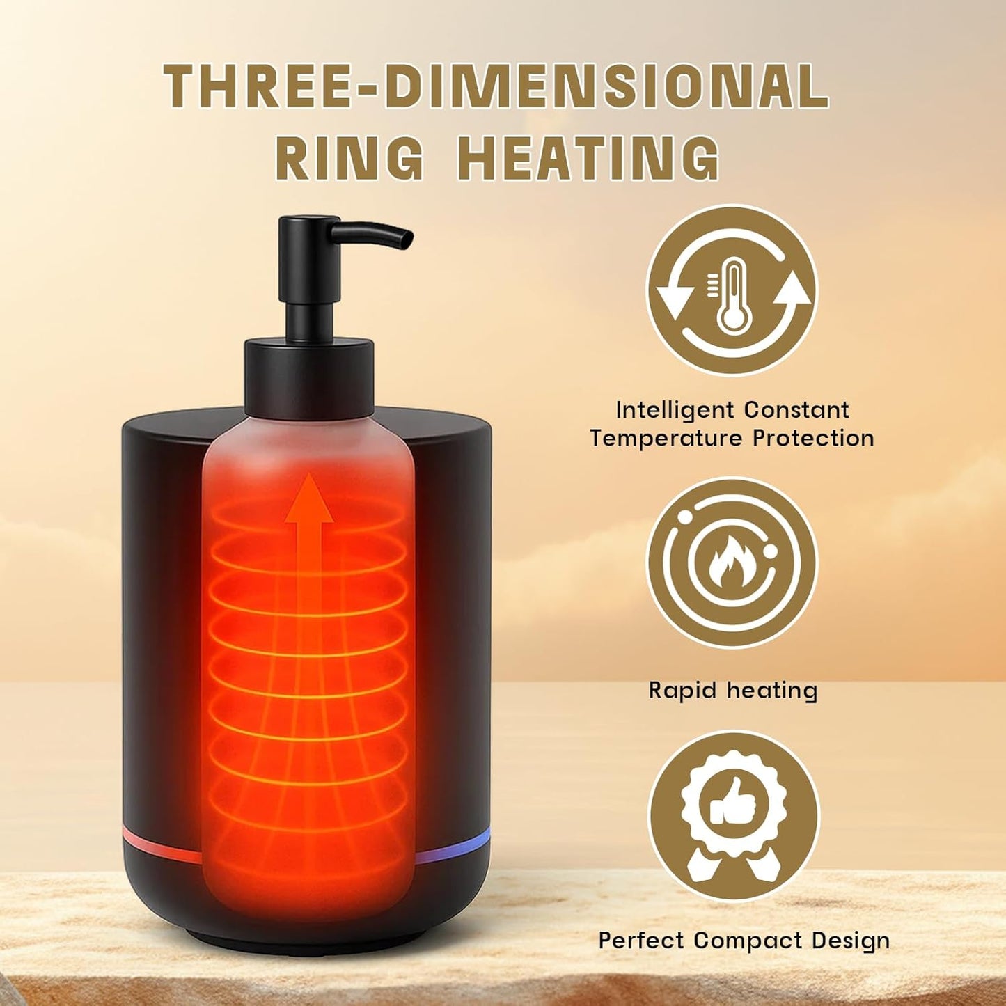 CHARMKEY Massage Oil Warmer Black, 2 Oil Bottle Dispensers & 2 Silicone Funnels, Digital Heater for SPA, Oil Lotion Cream for Salon, Barber Shops, Home
