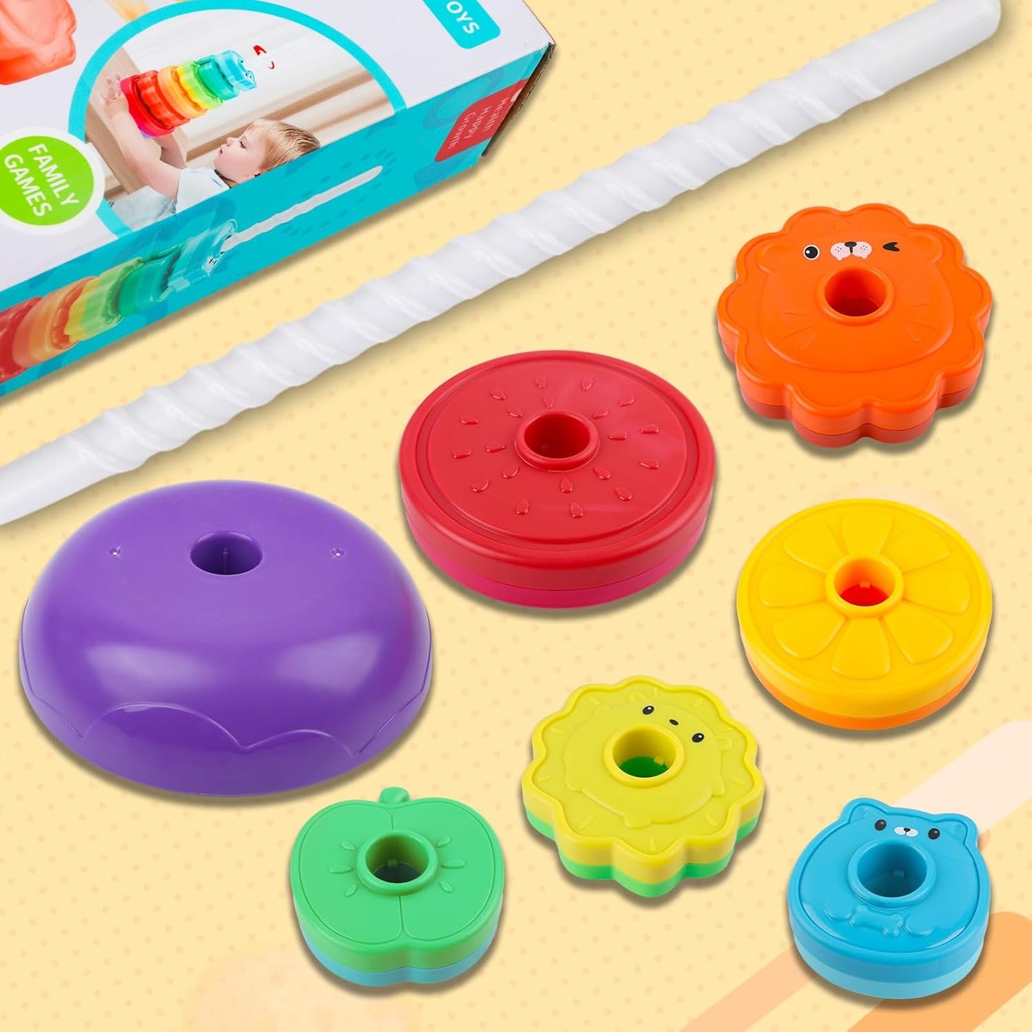 LBAIBB Spinning Stacking Toys,Spin Toy for Toddlers 1-3,Montessori Toys for 1 Year Old,Rainbow Spin Tower,Autism Sensory Learning Toy,Suitable for Gifts for Boys and Girls