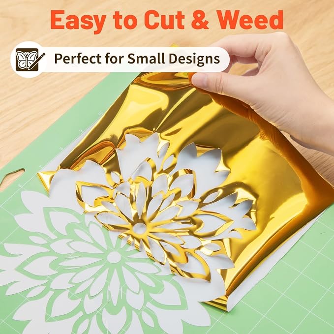 TECKWRAP Heat Transfer Vinyl for T-Shirts, Metallic Gold | Easy Weed HTV Vinyl