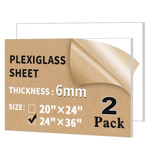 2 Pack 24" x 36" Plexiglass Sheets 1/4 inch Thick | Clear Acrylic Sheets Panel