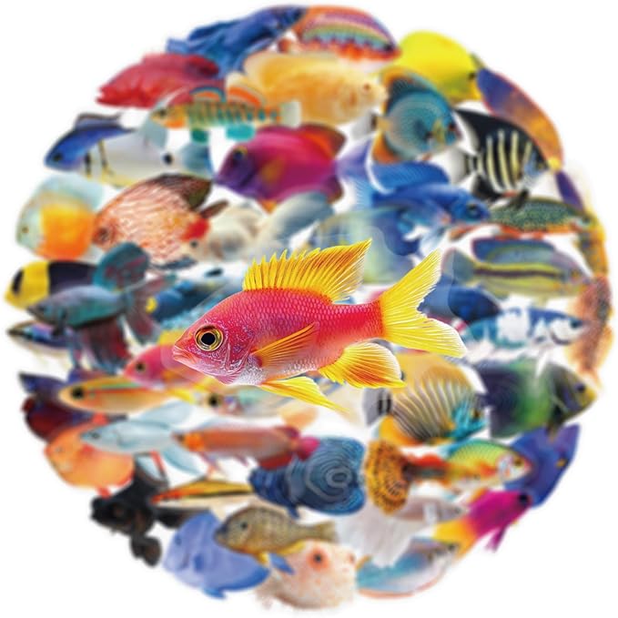 50PCS Clear Tropical Marine Life Ocean Stickers PET Fish Aesthetic Sticker