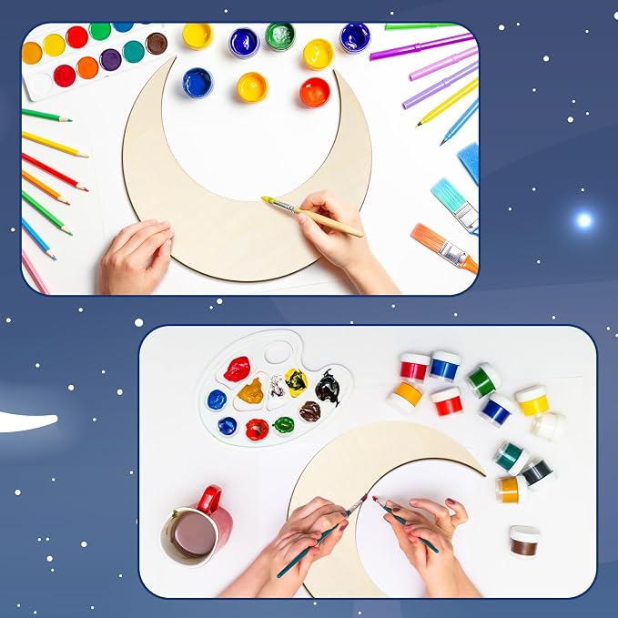 12 Pack 12 Inch Wooden Moon Cutout