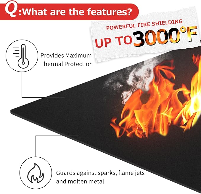Matace Welding Blanket Fireproof Carbon Felt Soldering Mat & Pad, 5mm Flame