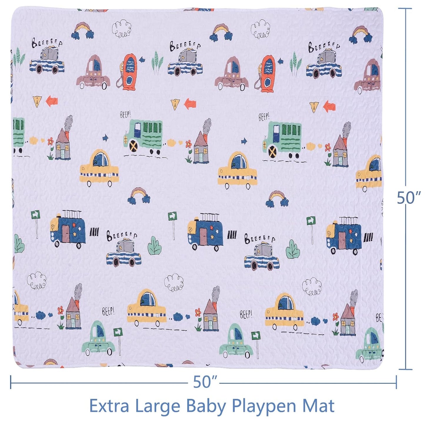 50 x 50 Play Mat for Baby Playpen Tummy Time Mat, Non-Slip Washable Baby Playpen Mat, Baby Crawling Mats for Floor, Portable Travel Large Play Mats for Toddlers and Infants