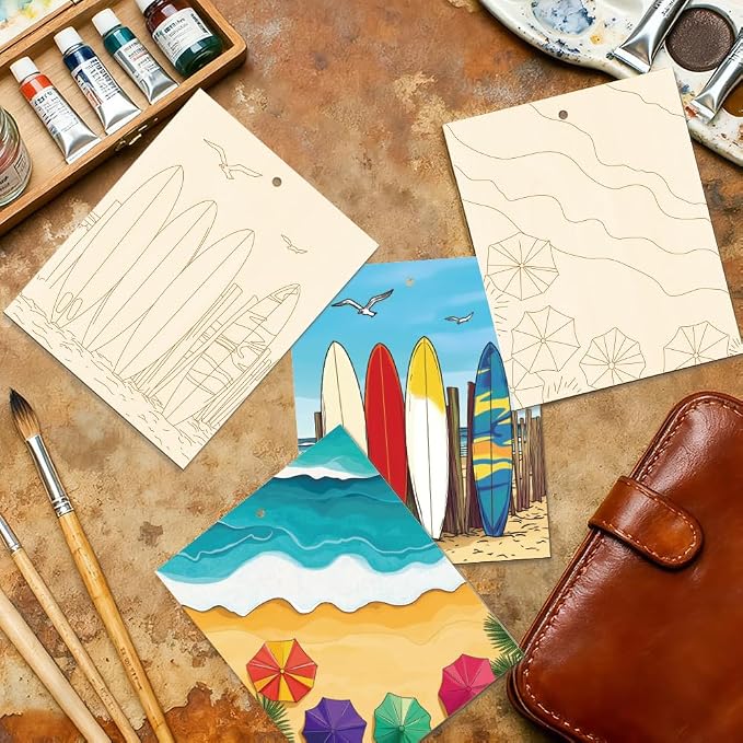 15 Pcs Unfinished Wood Crafts to Paint