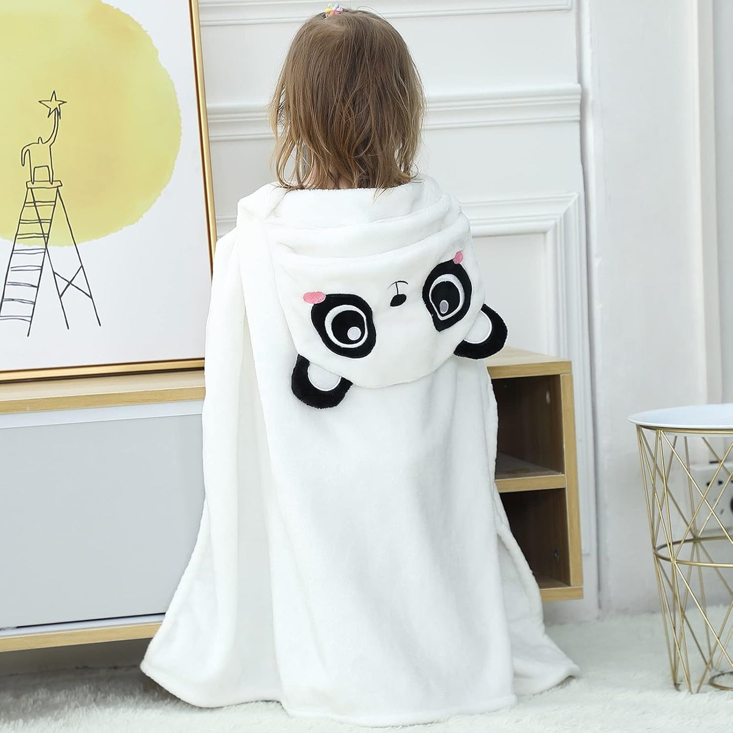Wearable Blanket Hoodie for Kids Toddlers Hooded Towels Soft Cozy Flannel Wearable Throw Blanket Hoodie for Boys Girls Birthday Gifts (Bear 60 * 50)