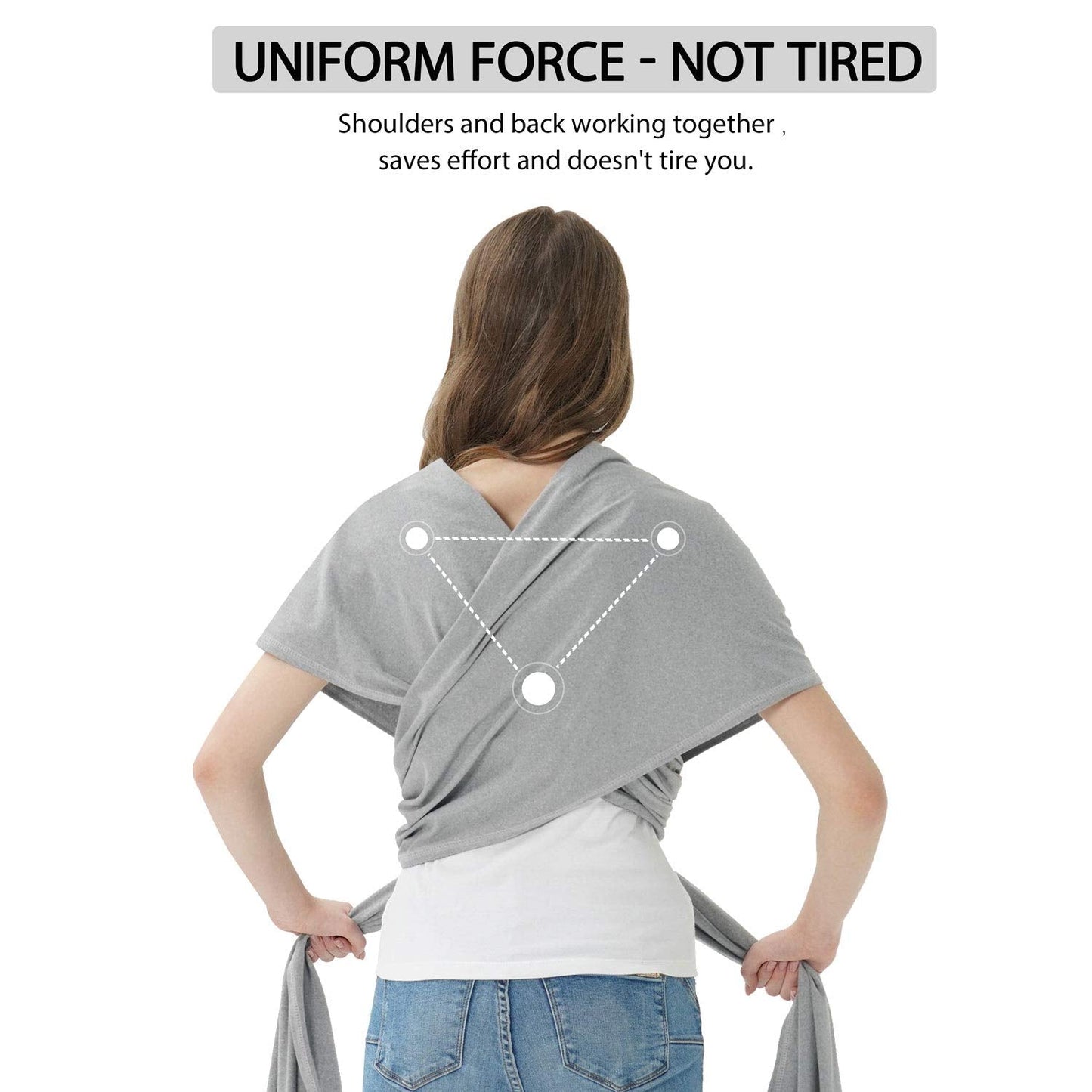 Baby Wraps Carrier, Jeroray Baby Carrier,Hands Free Infant Carrier, Lightweight,Breathable,Softness,Light Grey