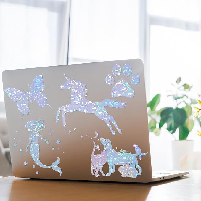 60 Sheets Holographic Laminate Sheets Clear Glitter A4 Size Vinyl Sticker Paper