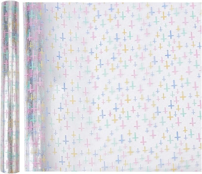 Cross Printed TPU Jelly Faux Leather Fabric, 11.8 x 47.2 Inch Clear TPU Vinyl