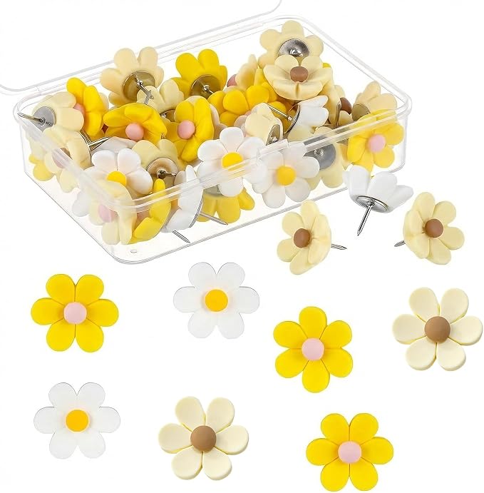 30PCS Cute Push Pins, Bulletin Board Pins, Bulletin Board Decorations, Flower