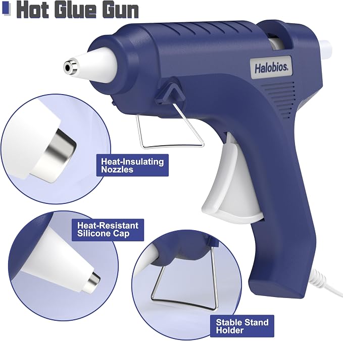Halobios Hot Glue Gun with Preheating, 20 Glue Sticks, Full Size
