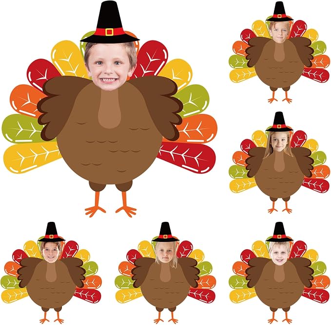 FYSUIMU 50 Sets Fall Thanksgiving Turkey DIY Cutouts Turkey and Hat Cut-Outs
