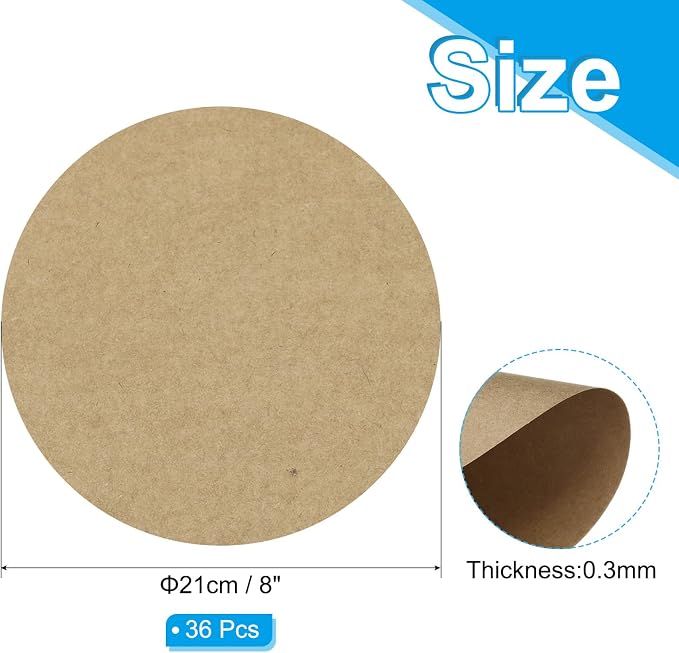 PATIKIL 8inch Circle Card Stock, Kraft Color