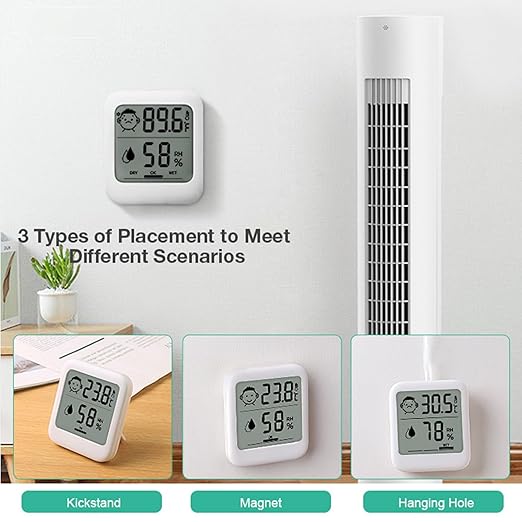 Digital Thermometer and Hygrometer with Comfort Face Display, Hygrometer, Stand, Magnet, Hanging, Simple, Infectious Disease Prevention, Heat Stroke Prevention (Simple, No Clock)