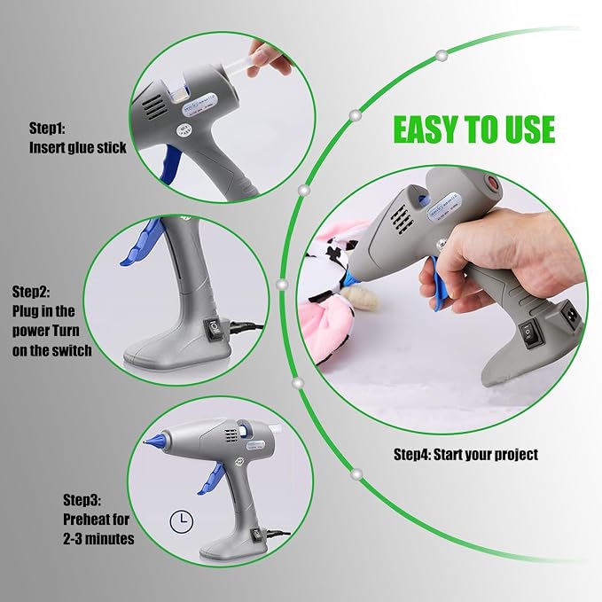 MONVICT Hot Melt Glue Gun with 7 Copper Nozzles, Heavy Duty | 3 Silicone Finger