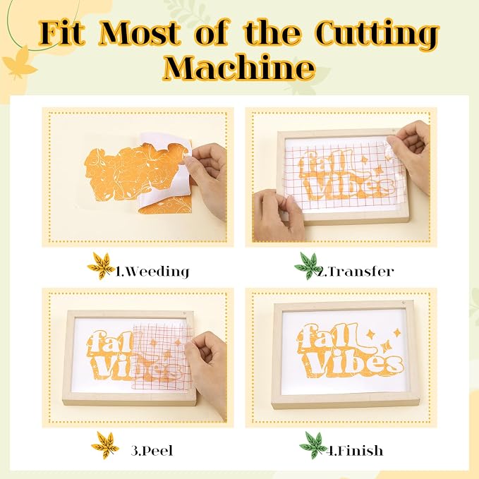 Yellow Leaves Boho Permanent Adhesive Vinyl 12 Sheets 12'' x 10'' | Green