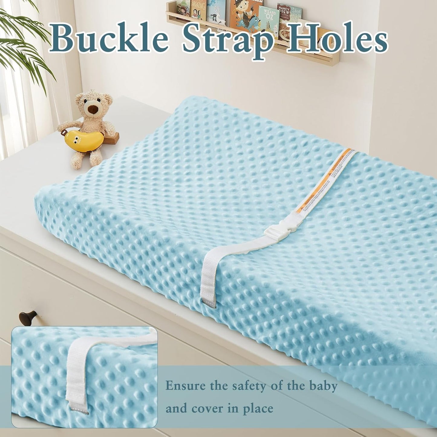 Homiest 2 Pack Changing Pad Cover, White + Light Blue Changing Table Sheets, Ultra Soft Fleece Minky Dot Fabric, Breathable Comfortable Diaper Pad Cover for Girls and Boys, Machine Washable
