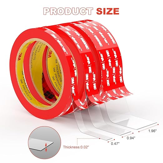 3M Double Sided Tape Heavy Duty VHB, 0.39"×16.5ft, 4905 Strong Adhesive